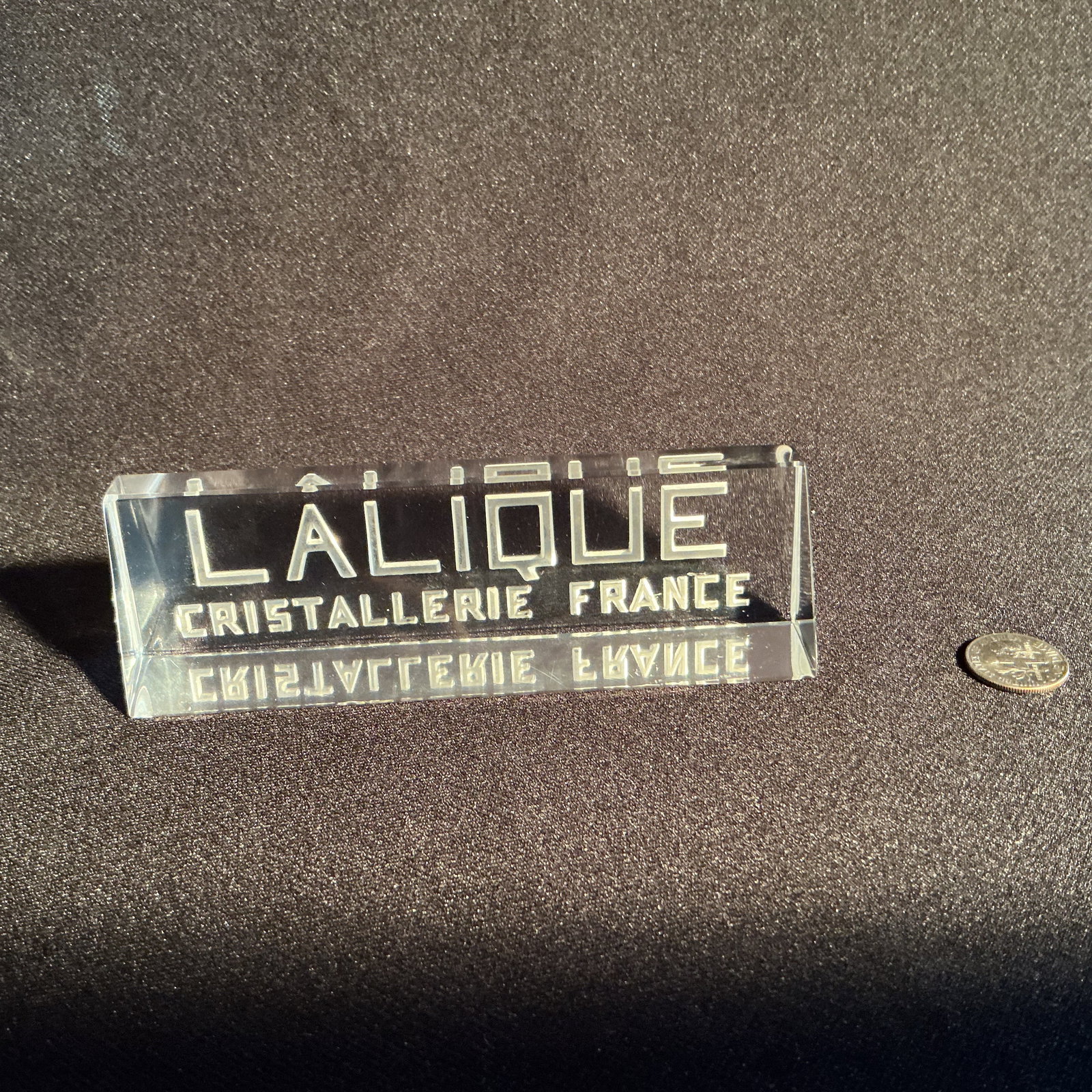 Lalique Clear Crystal etched cabinet sign (1 of 2)