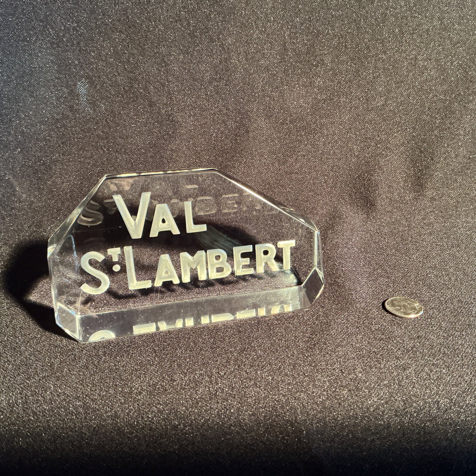 Val St. Lambert crystal cabinet sign (1 of 1)