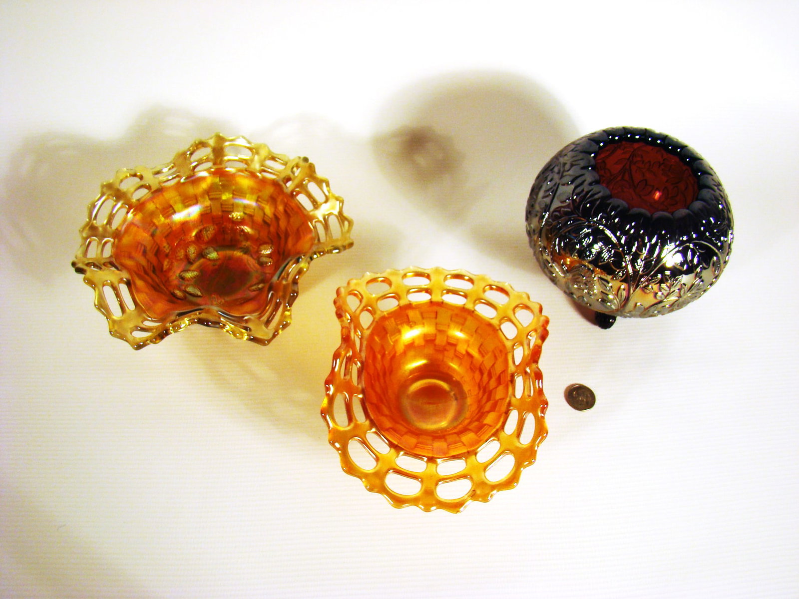 Three pieces Carnival Glass (1 of 3)