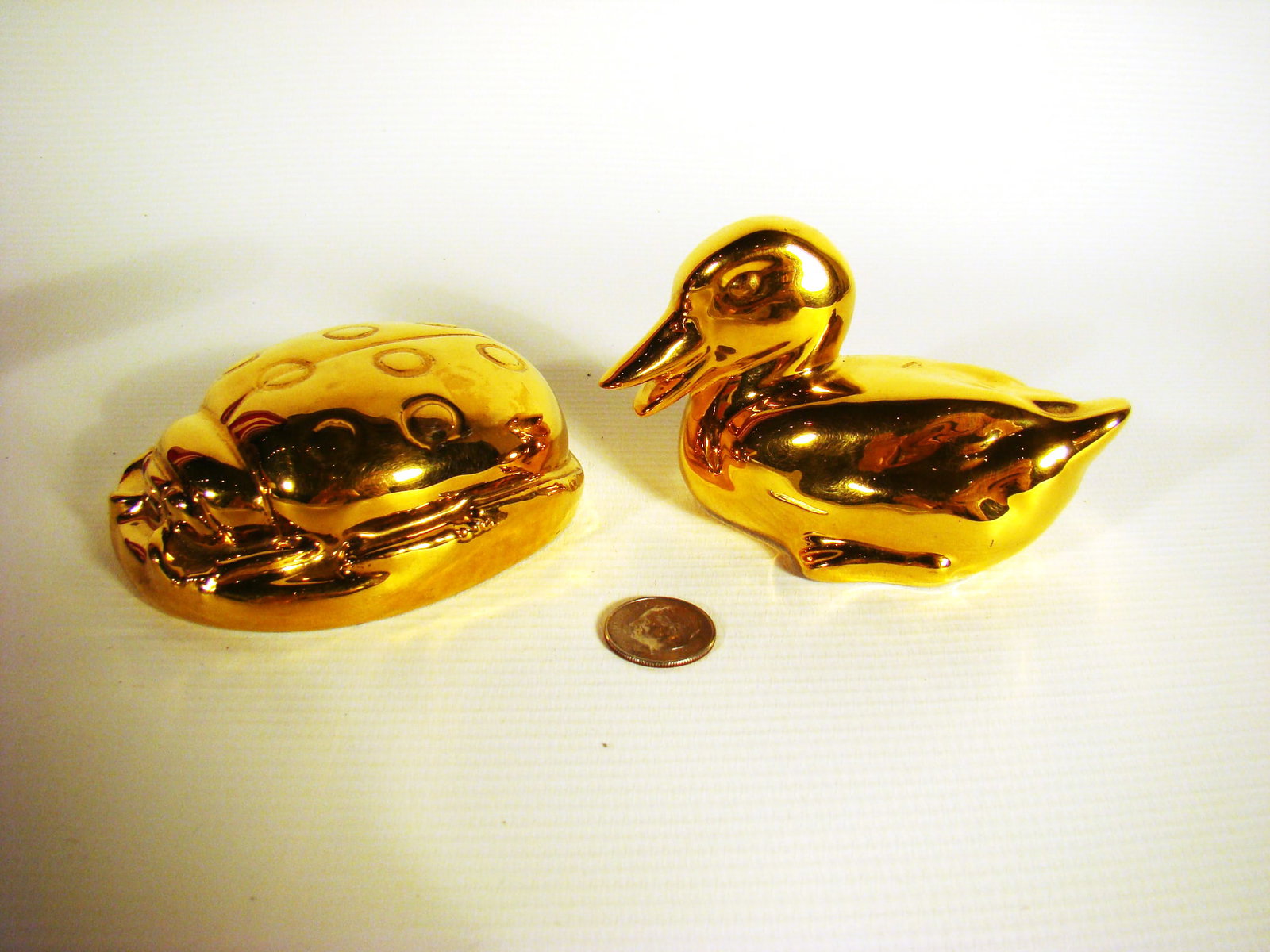 Rookwood Paperweight pair Lady bug and Duck (1 of 2)