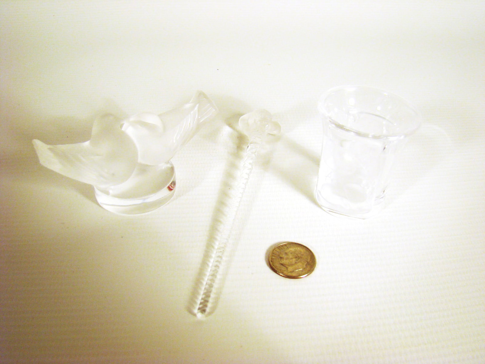 Lalique Lovebirds, Drink Stirrer, Shot glass group (1 of 1)