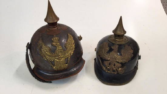 Two German WWI Spike Helmets: Two German WWI Spike Helmets