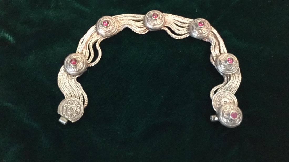 Topkapi Sterling Silver and Ruby Bracelet: Topkapi Sterling Silver and Ruby Bracelet