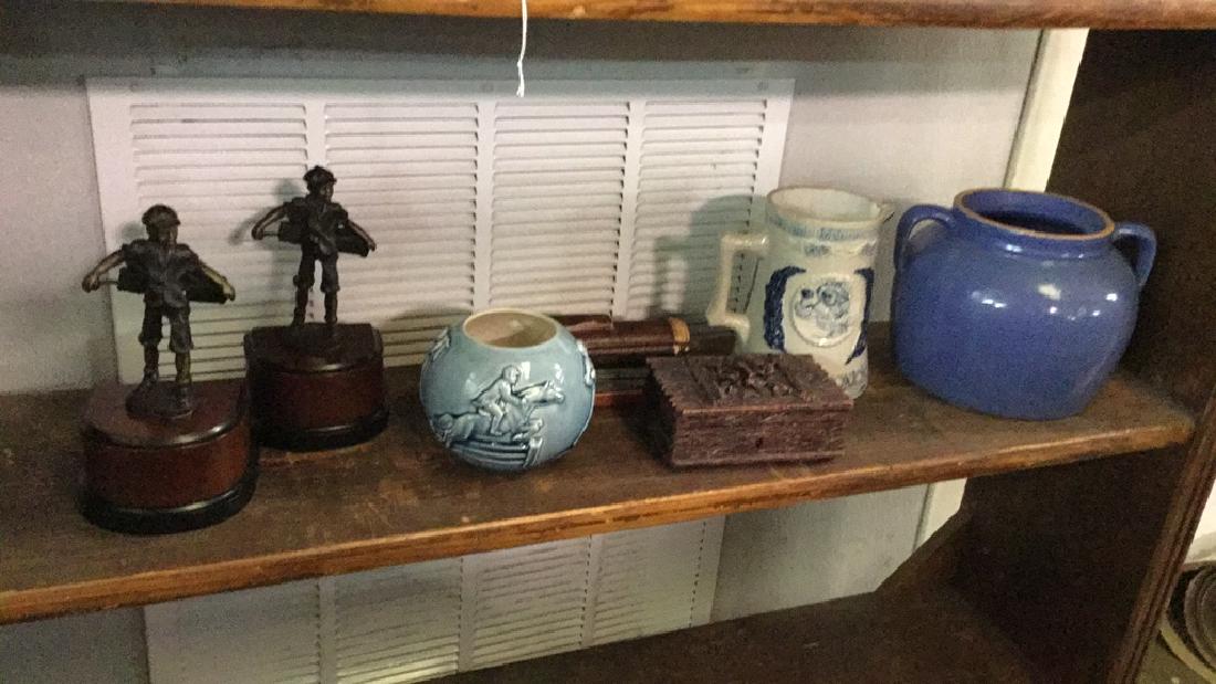 Bookends, Cookie Jar, Metlach Pitcher, Vase,: Bookends, Cookie Jar, Metlach Pitcher, Vase,