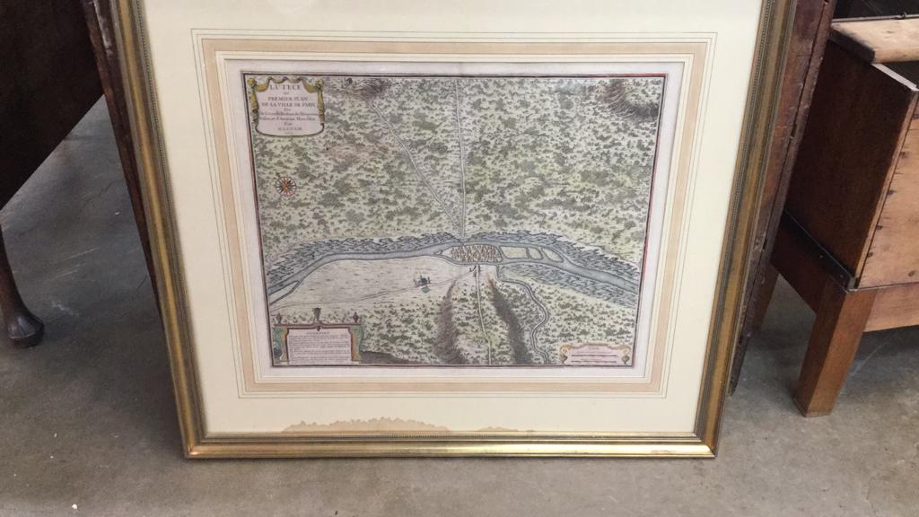 Framed French Map (1 of 2)