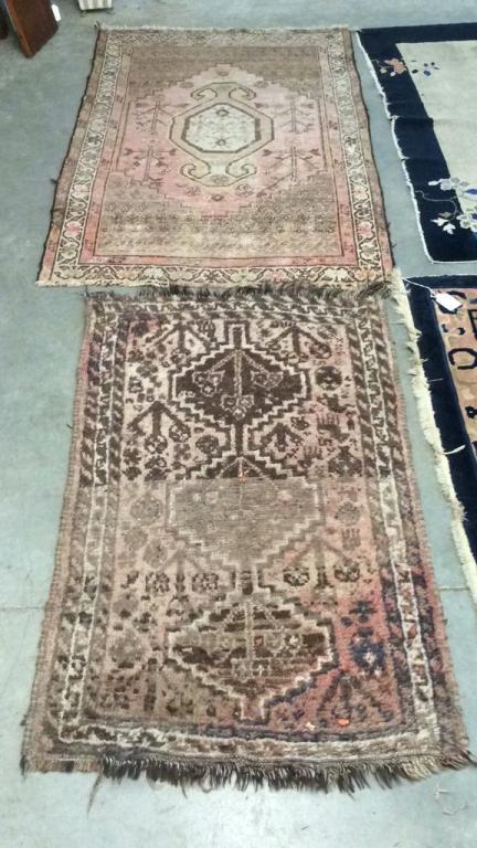 2 Vintage Hand Knotted Persian Throw Rugs 3 x 5 2 x 4 (1 of 3)