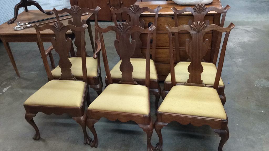 6 Chippendale Dining Chairs Shell carving, Spanish feet (1 of 1)