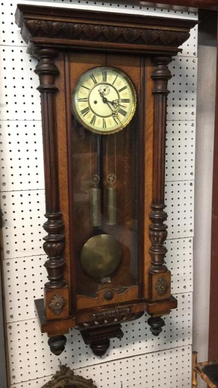 German Wall Clock W Porcelain Dial: See photos