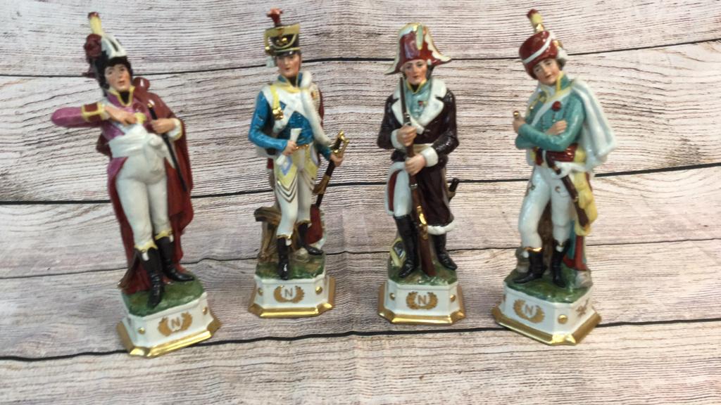 4 Capodimonte Napoleon Style Figures: Each 12" tall all marked Royal Crown and with " N"