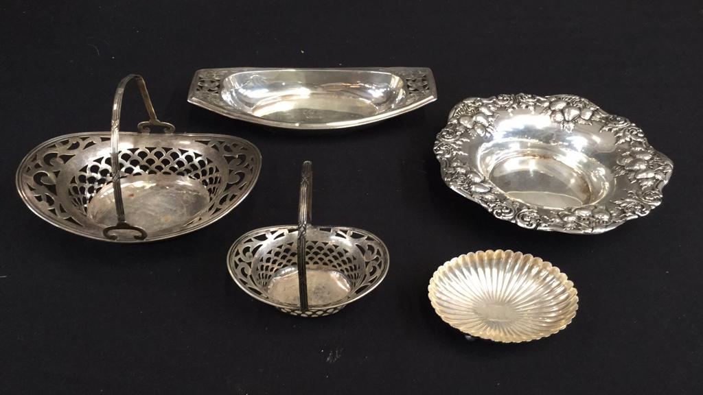 5 Sterling Table Articles: Tray is 7" all Pieces marked