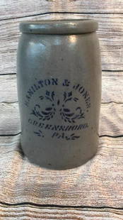 Salt Glaze And Cobalt Canning Jar: Nice cobalt Stamp for Hamilton and Jones