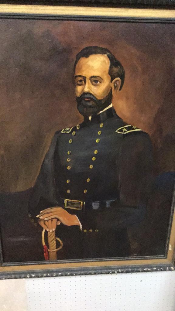 Oil on Canvas Confederate General: Canvas is 21 x 39