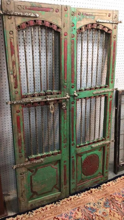 Pair of Iron & Teak Security Shutters (1 of 2)