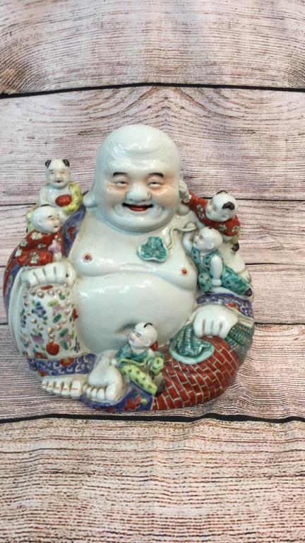Chinese Porcelain Happy Buddha w/ Children (1 of 5)