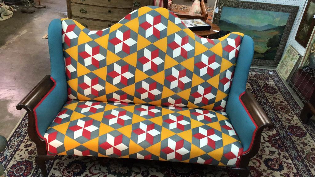 Queen Anne High Back Settee (1 of 2)