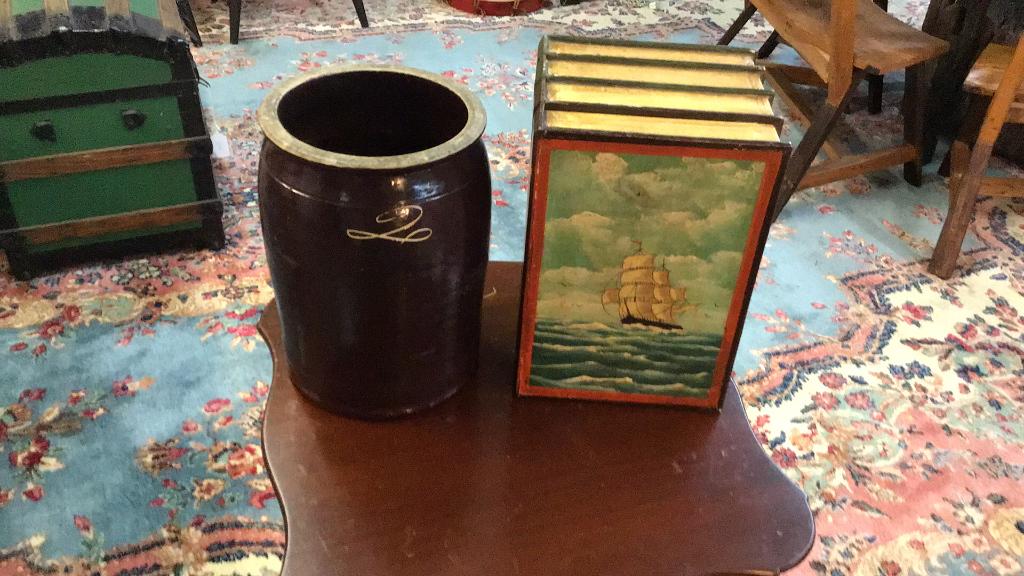 2 Gallon Albany Slip Crock & Faux Book Box (1 of 2)