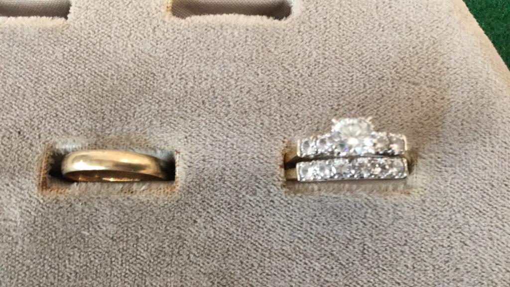 10 kt Gold Bridal Set, Gold Wedding Band (1 of 4)