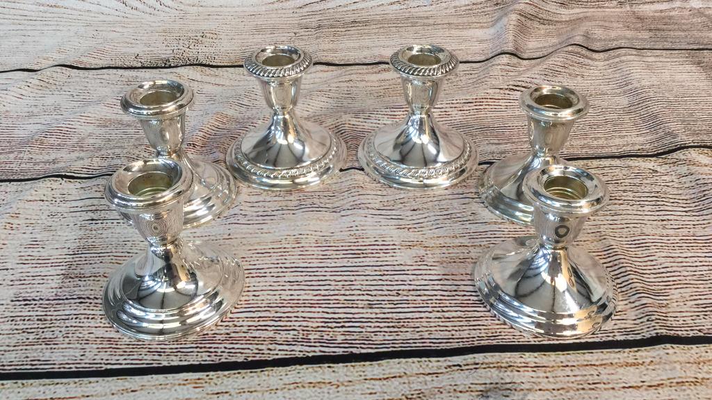 3 Pair Weighted Sterling Candlesticks (1 of 2)