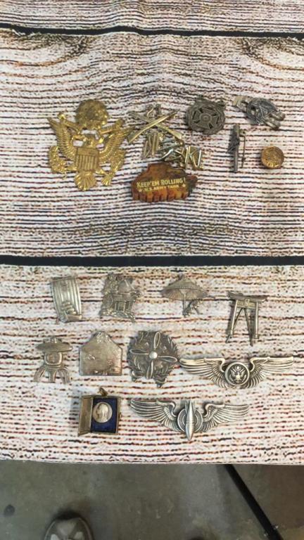 10 Sterling Pins, Small Group Other Military (1 of 6)