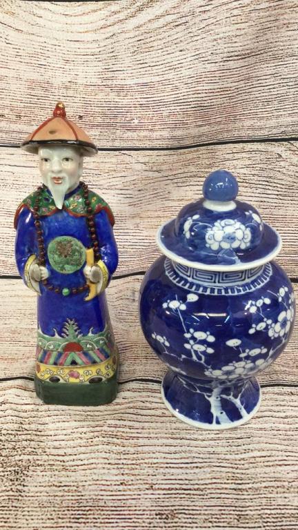 Blue White Temple Jar & Asian Elder (1 of 2)