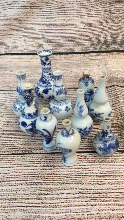 Ten Miniature Asian Porcelain Bottle Vases (1 of 3)