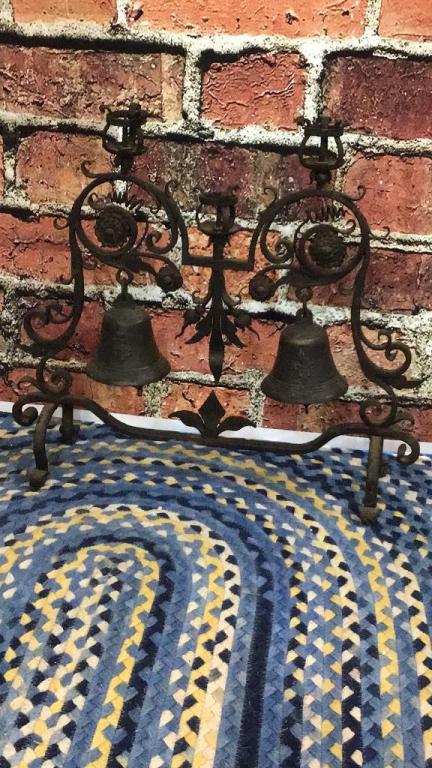 Cast Iron Pricket Style Light Candelabra W Bells (1 of 2)