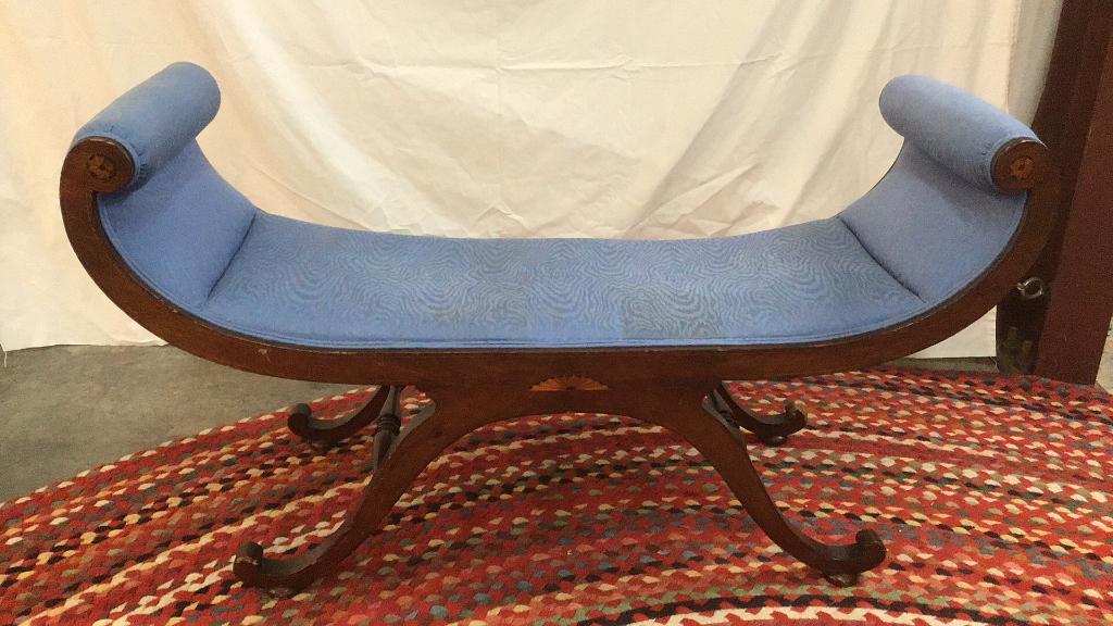19th C Mahogany Scroll Arm Window Bench (1 of 5)