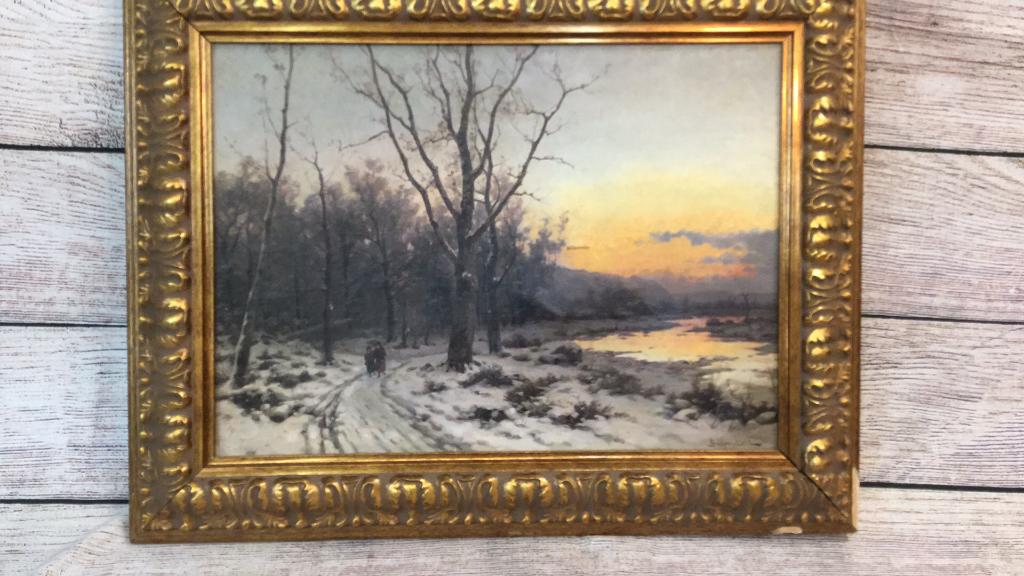 Oil on Canvas, Winter Landscape at Sunset (1 of 8)
