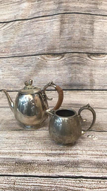 English Silver Tea Pot and Creamer (1 of 5)