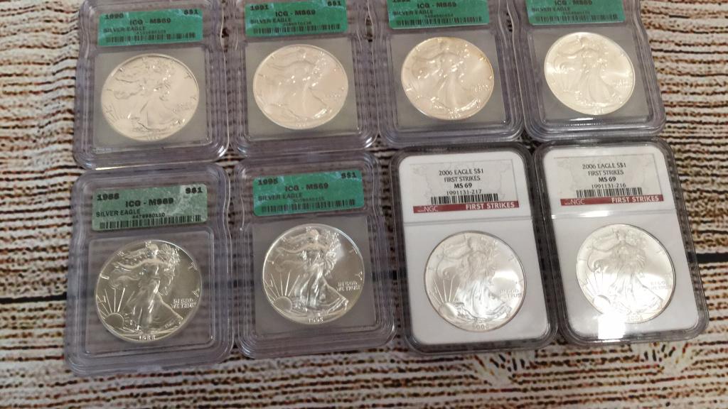 Eight American Eagle Uncirculated $1 Coins (1 of 4)