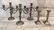 Pair Candlesticks & 3 Matching Plated Candlesticks
