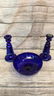 Blown Glass Bowl, Pair Candlesticks - 2