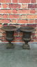 Pair Vintage 24 inch Tall Iron Garden Urns
