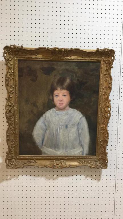 Oil on Canvas Portrait of Child: Reproduction of John S. Sargent....a signature at lower right.18.5 x 22.5 and mounted in frame...25 x 29