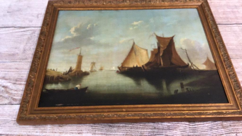 Oil on Canvas, Continental Boating Scene (1 of 4)