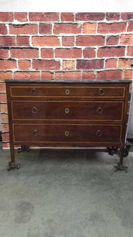 19th C Classical French Marble Top 3 Drawer Chest (1 of 3)