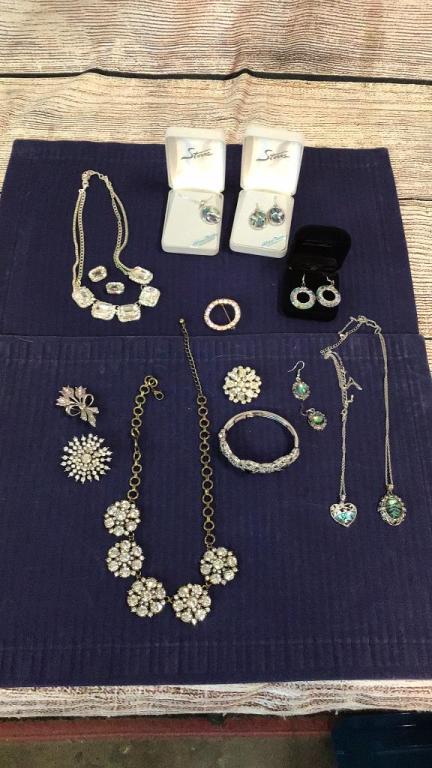 Group Rhinestone and Abalone Jewelry: See photos