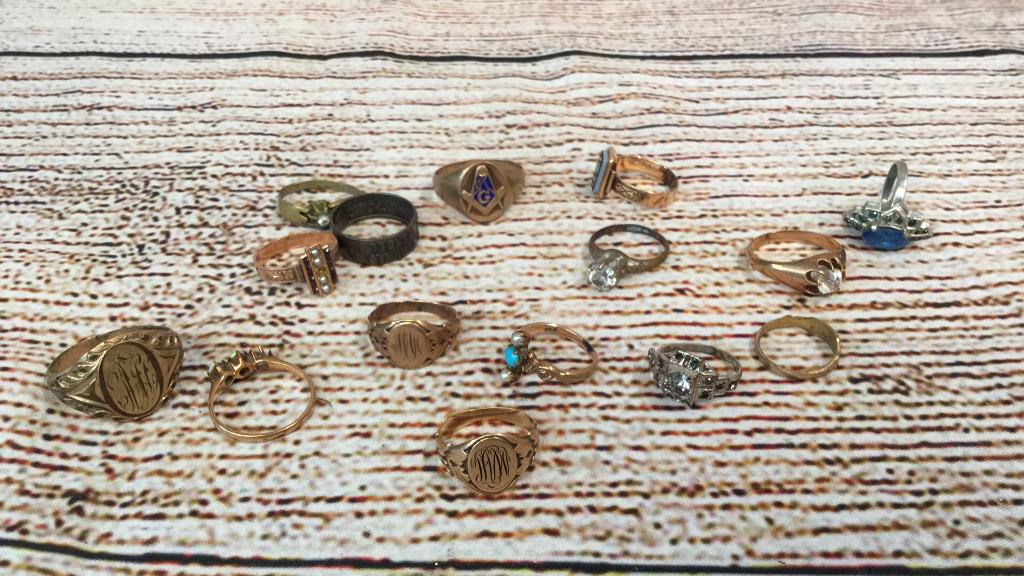 15 Assorted Rings, 1 is Masons Ring (1 of 2)