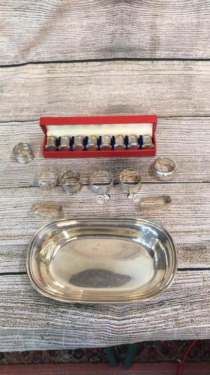 Sterling Tray, Napkin Rings, Cartier Shakers (1 of 5)