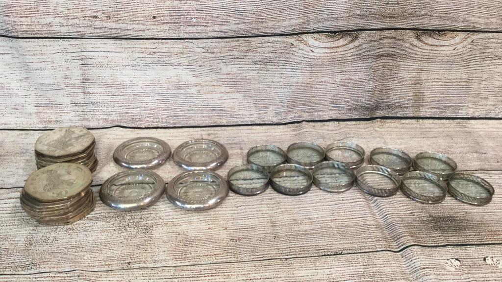 15 Sterling Rimmed & 20 Plated Coasters: See photos