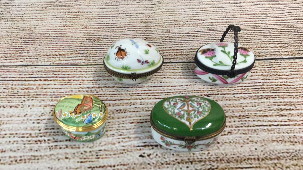 4 Limoge, Hylceon Trinket Boxes: see photos