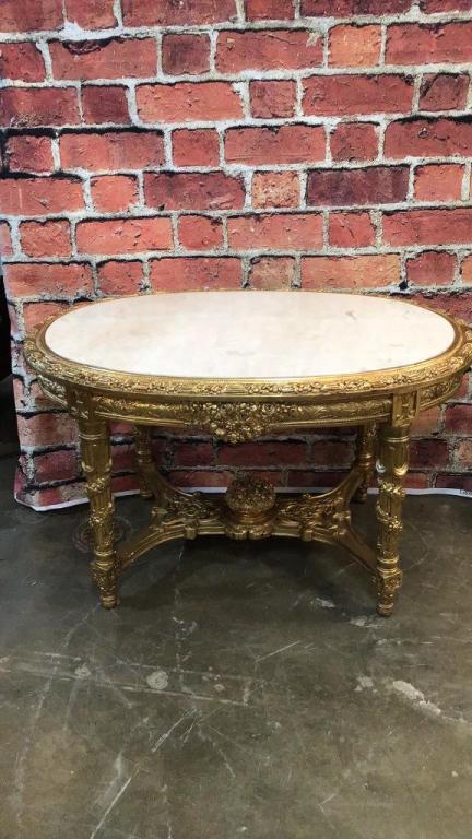Decorative Italian Style Carved Center Table: Marble top, sturdy, contemporary 54 wide x 36 deep x 32 wide