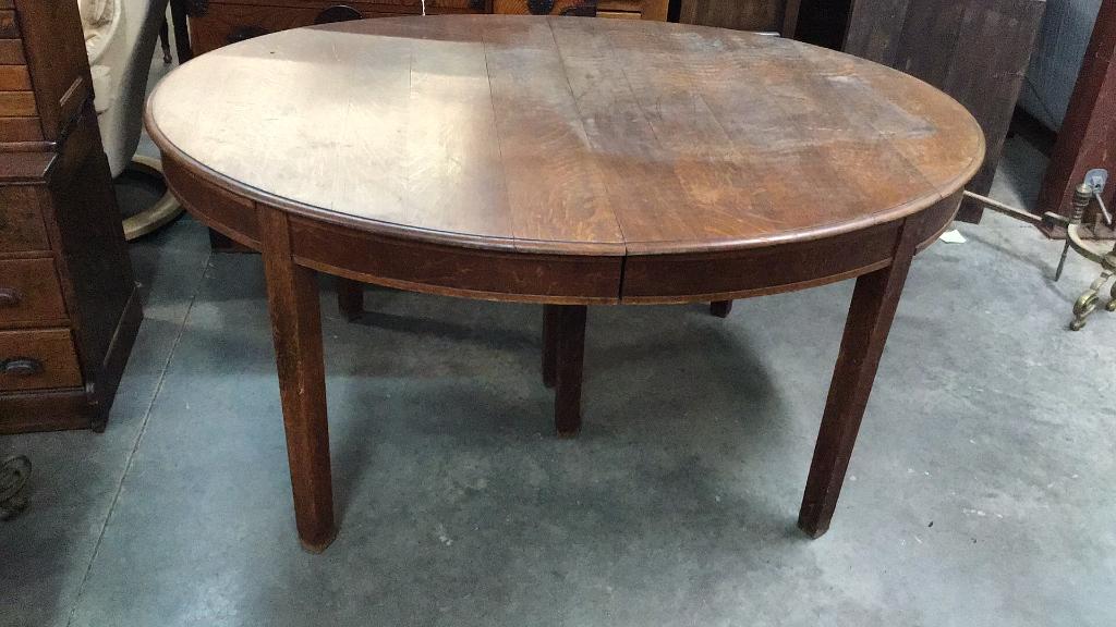 Stickley Dining Table: With label, Needs some restoration, 62 long x 48 wide x 30 tall