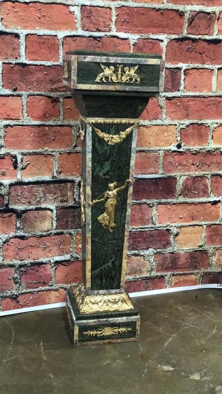 50 Tall Marble Bust Stand: Contemporary, brass ormolu mounts, good condition