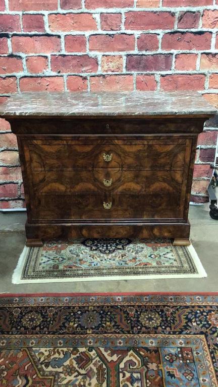 Burl Walnut Biedermeier Chest: 39 tall x 50 wide x 22 deep