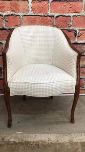 Faux Burl Walnut Paint Biedermeier Upholstered Armchair: Good condition, sturdy, contemporary