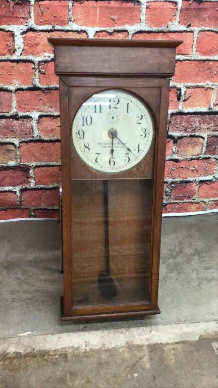 Van Slyke Self Winding Time Switch Clock: By Seth Thomas, oak vase missing date hand