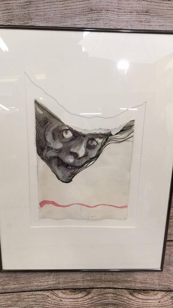 Ben Smith Watercolor Face: Signed lower right, dated ‘88....10.5 x 13 sight mounted in contemporary metal frame