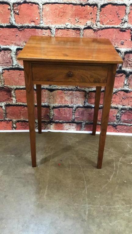19th C Walnut 1 Drawer Stand: Dovetailed drawer Inv 196