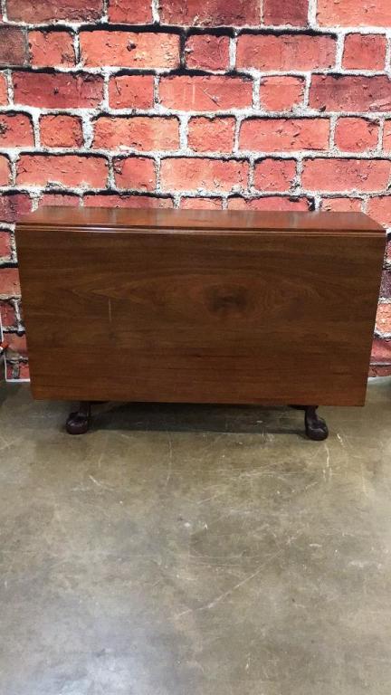 Early Walnut Chippendale Drop-Leaf Table: 30 tall x 59.5 long x 45 wide open, 45 x 15 when closed Circa 1810-1820